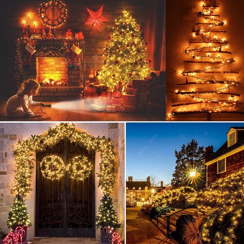 Brizled Warm White Clear Christmas Lights Connectable, 21FT 100 Count Mini Incandescent String Lights Plug in, Waterproof Xmas Tree Lights Green Wire for Indoor Outdoor Home Party Garden Yard Decor