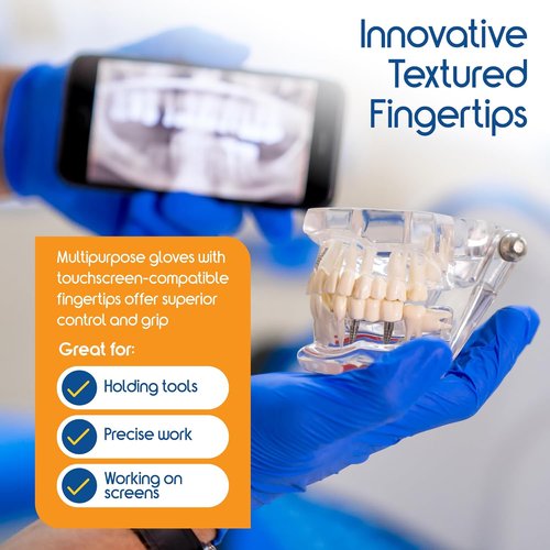 Inspire Cobalt Blue Nitrile Disposable Gloves - 4.5 Mil Medical Exam & Cleaning Safety Gloves