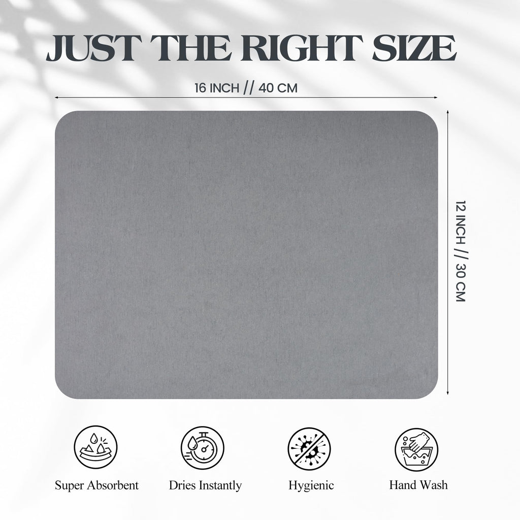 AOTASO 2 Pcs Dish Drying Mats for Kitchen Counter Set 12 x16 inch Diatomaceous Earth Stone Drying Mat Heat Resistant Super Absorbent Mat Marble White