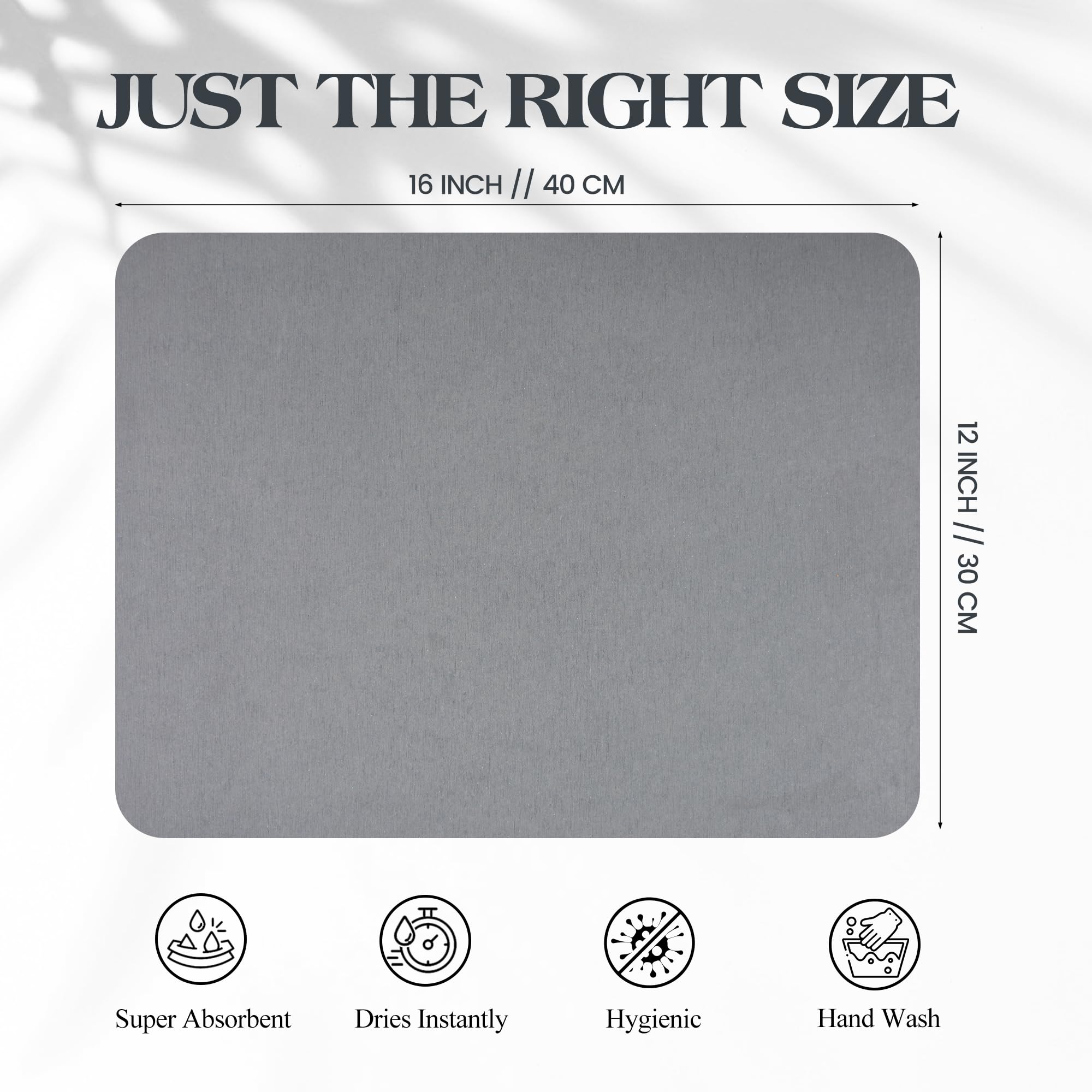 AOTASO 2 Pcs Dish Drying Mats for Kitchen Counter Set 12 x16 inch Diatomaceous Earth Stone Drying Mat Heat Resistant Super Absorbent Mat Marble White