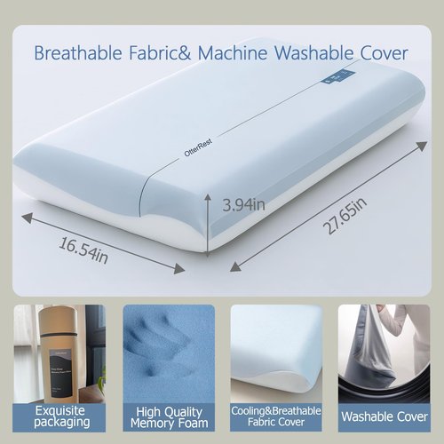 Memory Foam Pillow for Sleeping, Cooling & Adaptive Bed Pillow for Neck Pain Relief & Pressure Relief, Suitable for Side, Back and Stomach Sleeper Cervical Spine Pillow,Comes with breathable pillowcas