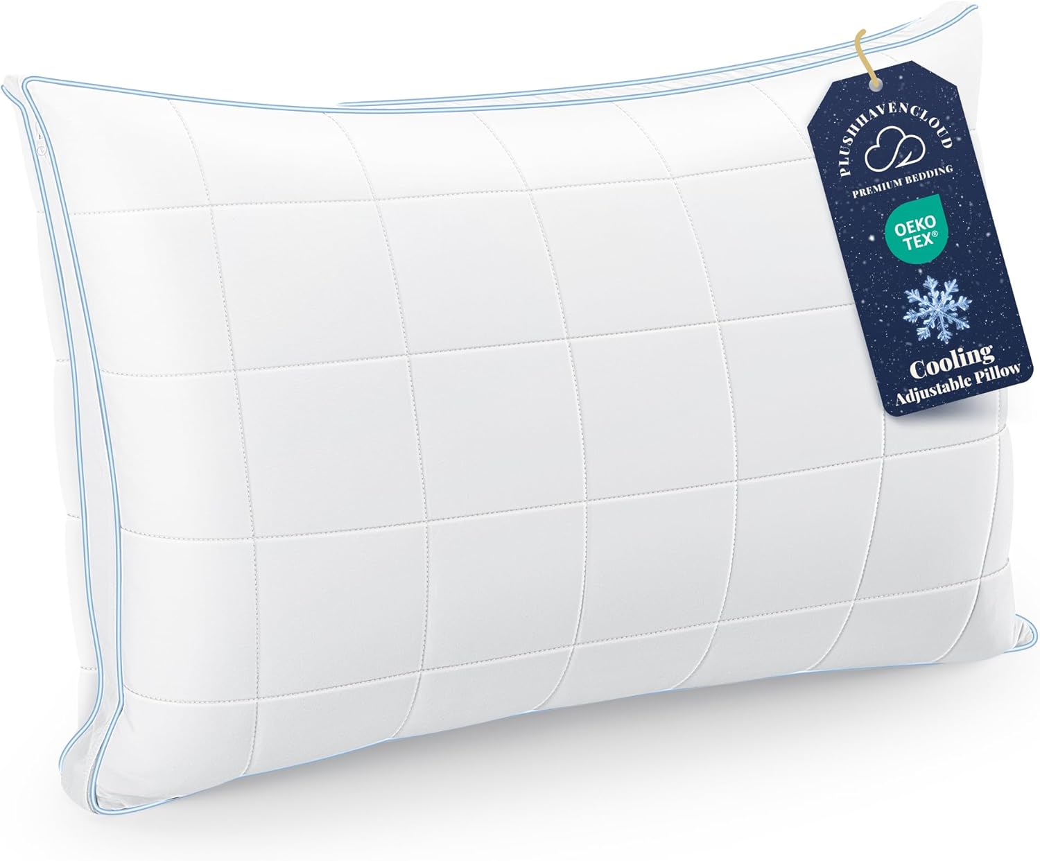 Skiennix Adjustable Bed Pillow - Queen Size Hotel Pillow with 3 Removable Inserts for All Sleepers