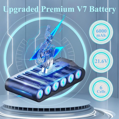 BOTKK Upgraded 21.6V 6.0Ah Replacement for Dyson V7 Battery SV11 Compatible with Dyson V7 Animal Motorhead Trigger HEPA Car+Boat Absolute Handheld Vacuum Cleaner