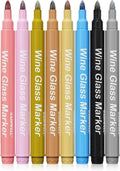 GAINWELL Metallic Wine Glass Markers 8Pcs, Non-Toxic, Food-Safe, Dishwasher-Safe, Wine Glass Marker Pens for Ceramic Plates, Parties & Weddings