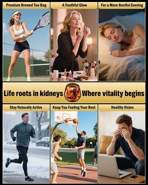 Kidney Tea - Ginseng Six Treasure Tea for Men & Women, Herbal Ginseng Tea Bags for Liver 7 Precious Natural Ingredients Formula, Thoughtful Gift for Spouses, Parents, Gym-Goers(1 Pack/25 Bags)