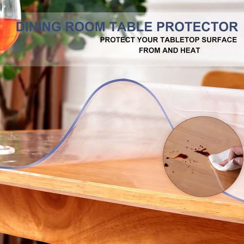 36x78 Rectangular Table Cover Protector Clear Plastic PVC Tablecloth Office Desk Pad Mat for Meeting Patio Garden Coffee Glass Dining Buffet Table Bar Countertop Protection Waterproof Vinyl Non-Slip