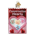 Old World Christmas Conversation Hearts Candy Box Glass Blown Ornament for Christmas Tree, Handcrafted Holiday Decoration, Valentine Collection