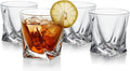 GoodGlassware Swirl Whiskey Glasses (Set of 4) - 10 oz Premium Tumblers Perfect for Drinking Bourbon, Scotch, Rum, Spirits, and Old Fashioned Cocktails on the Rocks - Dishwasher Safe and Lead-Free