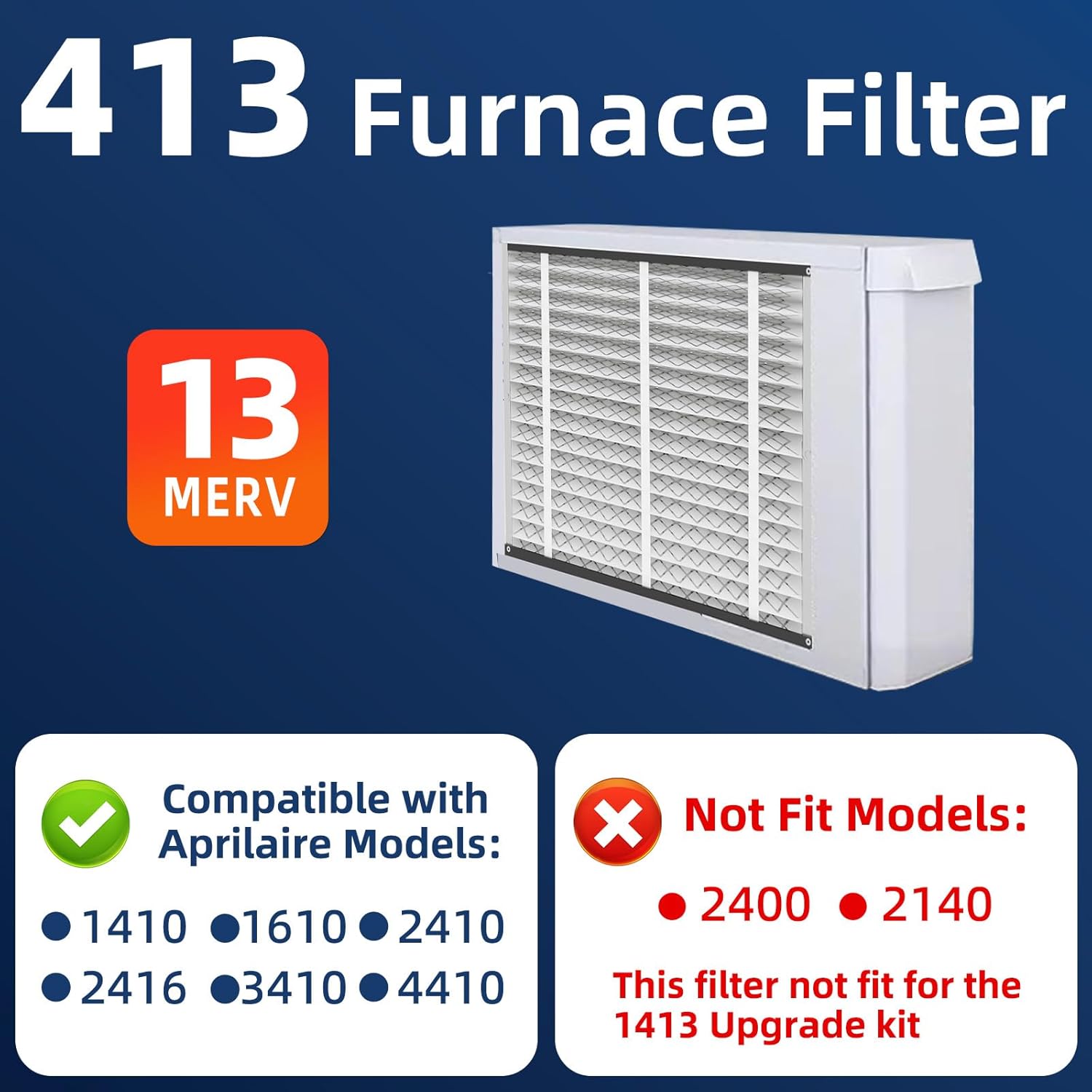 AprilAire 2 Pack MERV 13 Replacement Air Filters - Actual Size 16"x28"x4" | Compatible with Models 4400, 3413, 2416