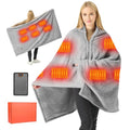 Brimekey Graphene Heated Blanket Battery Operated, 20000mAh Battery 7.4V Fast Heating Blanket Portable Heated Shawl, Cordless Rechargeable Heated Shawl 3 Temperature Settings, Gift for Women (Gray)