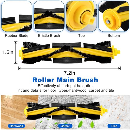 T8 N8 Replacement Parts for ECOVACS Deebot Ozmo T8 T8 Aivi T8+ T8 AIVI+ T8 MAX N8 Pro Plus/N8 Pro N8+ Plus N8 Pro+ DEEBOT Dust-Bags Main Brush Side Brush Filter Replacement for Yeedi Vac LUXRILIX