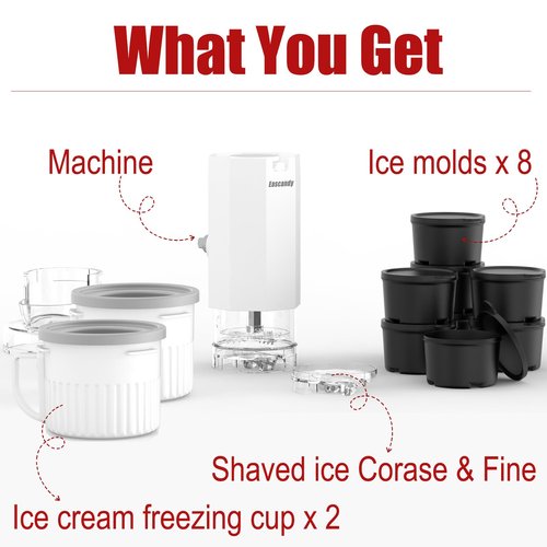 Shaved Ice Attachment and 2 Pack Ice Cream Maker Attachment Set Fit for KitchenAid Stand Mixer, BPA-Free, Compact Size Easy Store In The Freezer