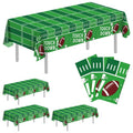 3 Pack Green Football Premium Plastic Tablecloth, 54 x 108 inch Football Disposable Tablecloths Rectangle Leakproof for Party Decorations Supplies, Picnic, Birthday (Green Football, Rectangle 3 Pack)