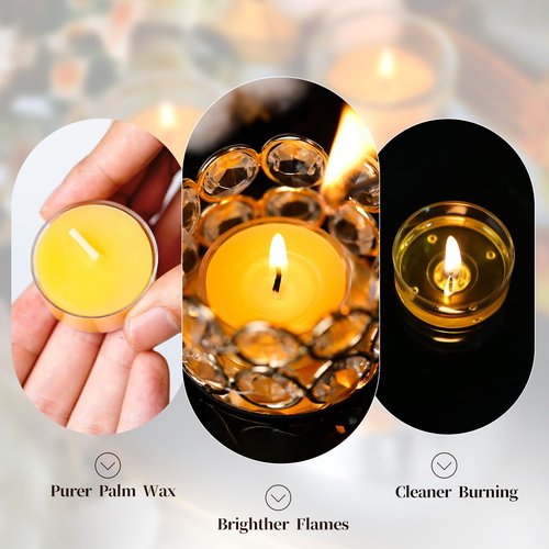 10 Packs Beeswax Tealight Candles Bulk,6 Hours 100% Pure Beeswax Tea Lights Candle in Clear Cup,Natural Scent Bees Wax Candles Small Smokeless Clean Burning Perfect for Wedding Church Home Decor