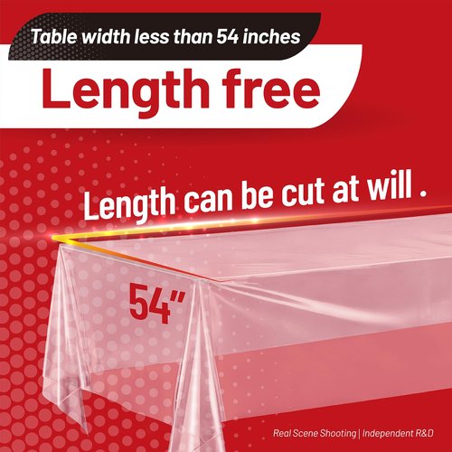 Plastic Table Cloth, 310 Ft X 54 In Disposable Tablecloth Clear Table Cover Roll with Any Cut Sliding Cutters Premium Clear Plastic Tablecloth for Picnics, Parties, Birthdays, Weddings Weddings
