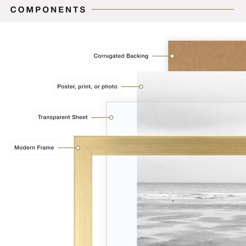 MCS Foundation 14x22 Poster Frame Traditional Brass, Vertical & Horizontal Wall Hanging Large Picture Frame for Photos, Posters & Art Prints (1-Pack)