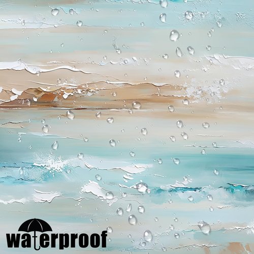 Accnicc Abstract Beach Shower Curtain Ocean Art Oil Painting Shower Curtains for Bathroom Teal Blue Coastal Seagull Waterproof Fabric Bath Curtain Decor 72 X 72 Inches
