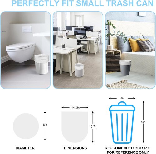 Inwaysin Small Trash Bags - 1.2 Gallon Clear Bathroom & Office Waste Basket Liners | 200 Pcs