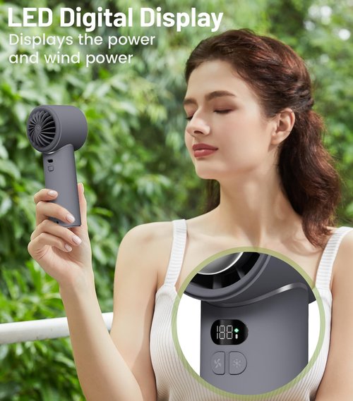 PEAKFLOW Handheld Fan with Ice Cooler,0-100 Adjustable Speed, Mini Pocket Size, Digital Display, 3600mAh Rechargeable Battery – Perfect for Travel, Outdoors, Vacations & Concerts