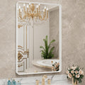 LOAAO White Metal Framed Bathroom Mirror - Large Rounded Rectangle, Anti-Rust, 24x36 Inch | Versatile Wall Mount