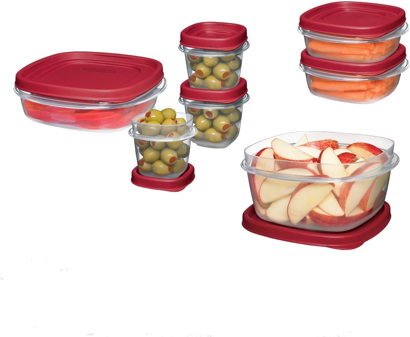 Rubbermaid Easy Find Lids | 18-Piece Food Storage Container Set in Racer Red - Airtight & Stackable