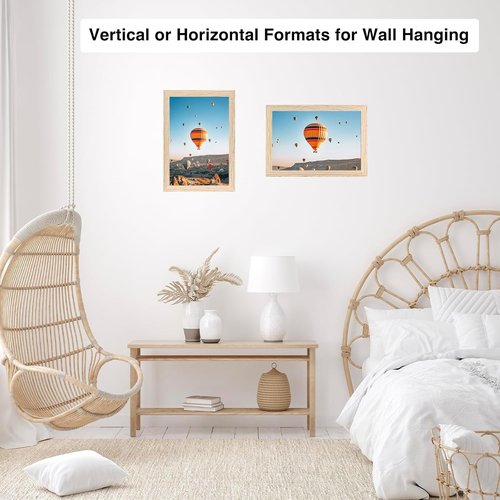 JCJMY Picture Frame 5.5x8.5 - Wall Mount or Tabletop Display | Shatter-Resistant Plexiglass, Natural Finish