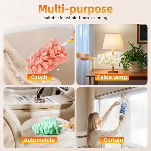 Drovalles Fleece Duster Refills 8 Pcs Heavy Duty, Washable & Reusable Duster Pads, 360° Effective Cleaning, Scratch Resistant, for Hardwood Floors, Furniture, Pet Hair (4 Colors, 8 Pieces)