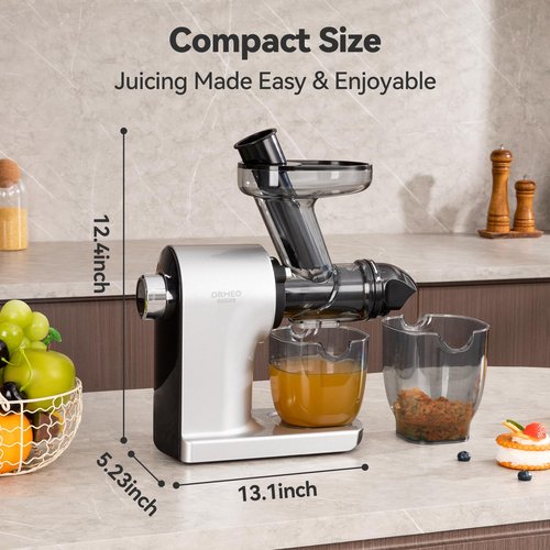 Juicer Machines,ORMEO HOME Cold Press Slow Masticating Juicers with 3.60"Large Feed Chute For Vegetable and Fruit,Easy to Clean,Quiet Motor,BPA-Free,High Juice Yield(Updated)