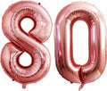 GOER 80th Birthday Balloons - 42 Inch Jumbo Rose Gold Foil Helium Decorations for 80th Anniversary