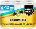 Bounty Essentials Select-A-Size Paper Towels - 6 Double Rolls, 108 Sheets Per Roll, White