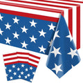 Patriotic Plastic Tablecloth by [Brand Name] - 3-Piece American Flag Design | 54 x 108 Inch Disposable Rectangle for 4th of July & Memorial Day