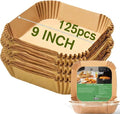 Large Air Fryer Disposable Paper Liners - 9 Inch, 125 Pcs Oil-Proof & Water-Proof Parchment Baking Paper