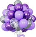 Skiennix 12-Inch Purple and Silver Balloons - 60pcs Pastel Lavender Confetti for Parties & Celebrations