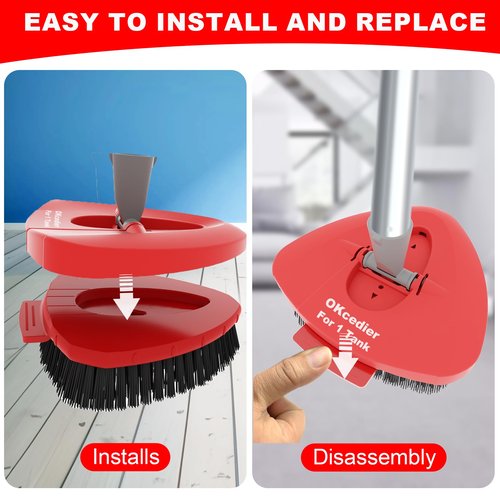 2 Pack Upgrade Scrub Brush Replace Heads Compatible with O Cedar EasyWring 1 Tank Spin Mop,Mop Replacement Scrubber Head Brush,Floor Cleaning Brush,More Layers of Bristles for Bathroom, Deck, Kitchen