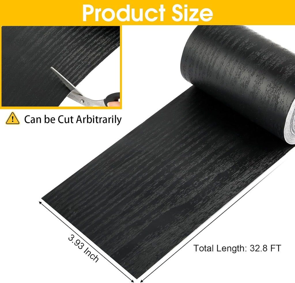 Skiennix Bathroom Mirror Frame Border - Peel & Stick Black Wood Grain Wallpaper (32.8 FT x 3.93 Inch)