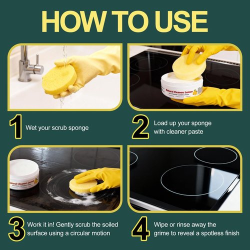 FAVIRZCE All Purpose Cleaner and Polish Paste - Glass Oven & Stove Top Cleaner for Kitchen Burnt Pans Cooktops Sinks Tile & White Shoes - Natural Multi Surface Grease Marker & Hard Water Stain