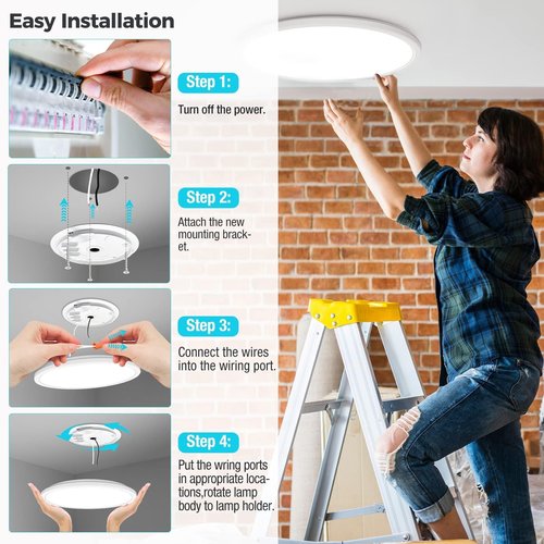 libtit 6 Pack 13 Inch LED Flush Mount Ceiling Light, 3200LM 28W Ultra-Slim LED Ceiling Lights, 3000K/4500K/6000K Selectable Light Fixture for Bedroom, Kitchen, Bathroom, Hallway - White
