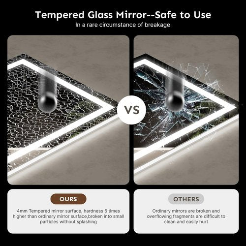 24x32 LED Bathroom Mirror with Lights – Anti-Fog, Dimmable, Backlit & Front Lit Lighted Vanity Mirror for Wall – Smart Bathroom Mirror with Memory Function, Shatterproof Tempered Glass