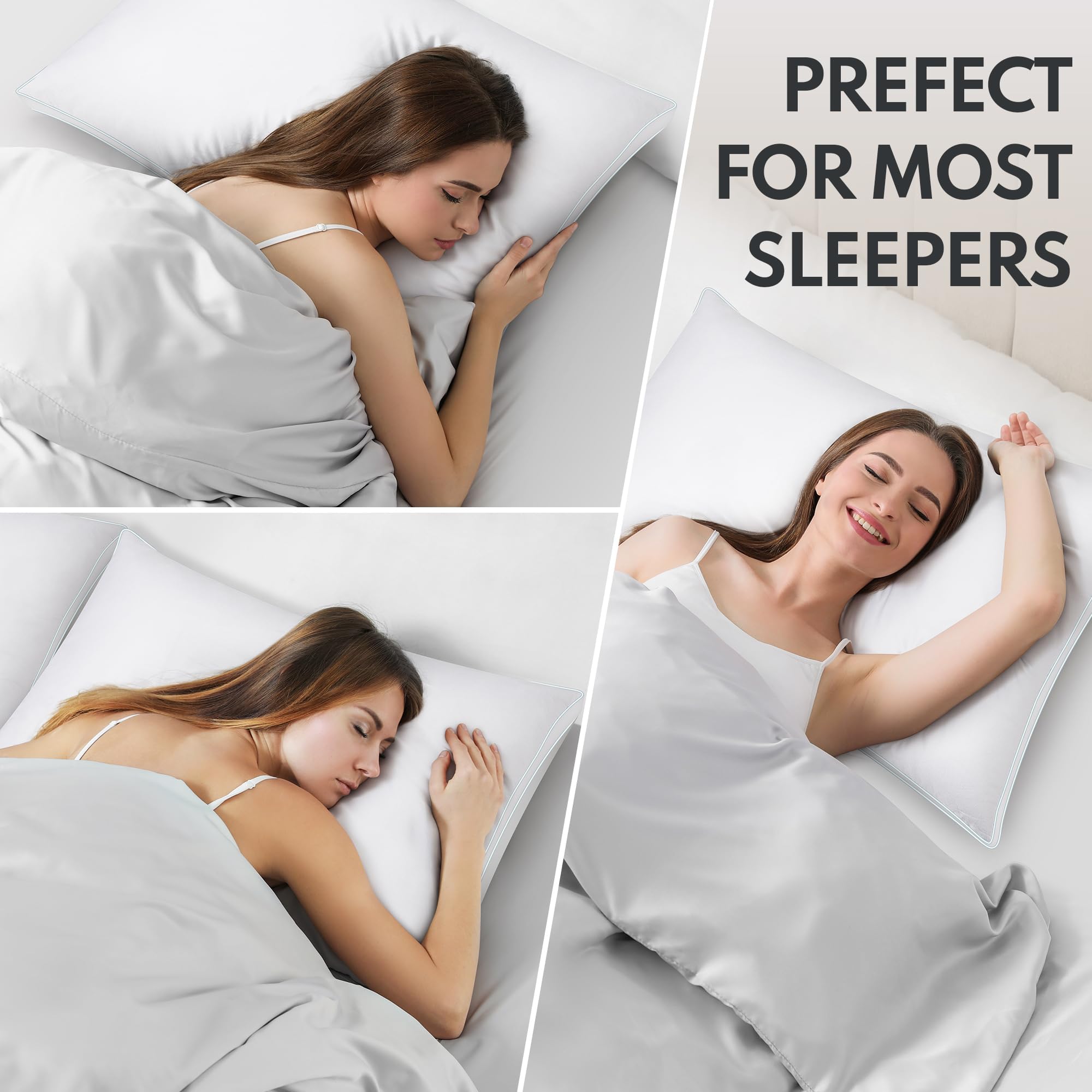 HEYCUZI Goose Feather Down Pillows - Bed Pillows Queen Size Set of 2 for Sleeping Hotel Soft, Cotton Cover Fluffy Support Gusseted Pillow for Side Back, Stomach,Sleepers White