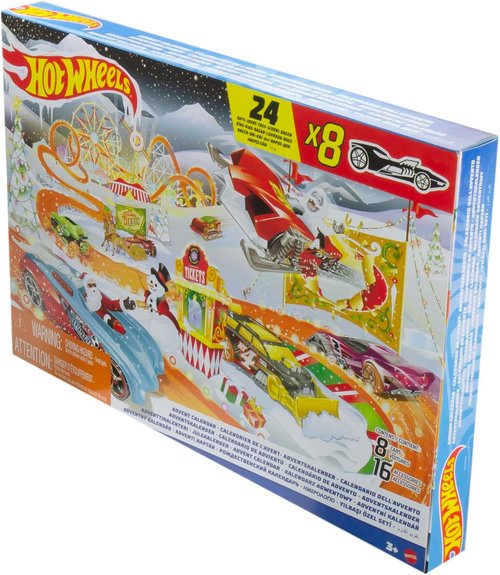 Hot Wheels | 2022 Advent Calendar Toy Cars Set - 8 1:64 Scale Vehicles & 16 Holiday Accessories