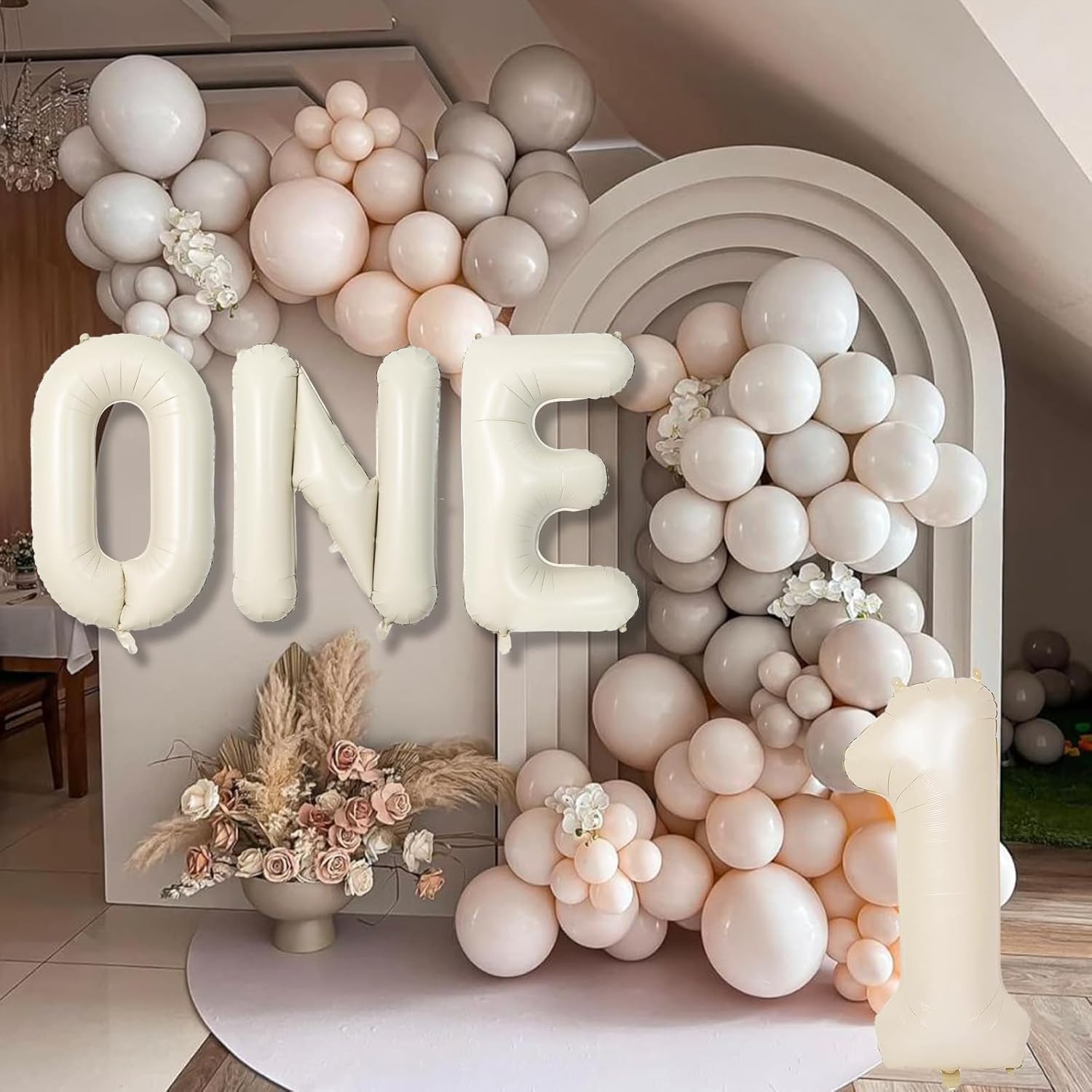 Regine Switzerland 40-Inch Beige Number 1 Balloon - Elegant First Birthday Decoration for Boys & Girls