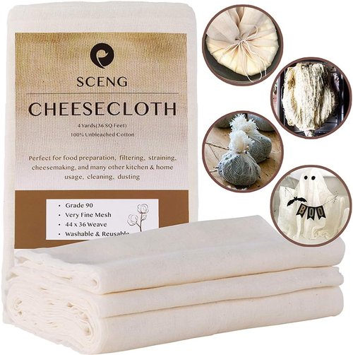 Grade 90 Cheesecloth by [Brand Name] - 36 Sq Ft Ultra Fine Unbleached Cotton Fabric for Cooking & Straining