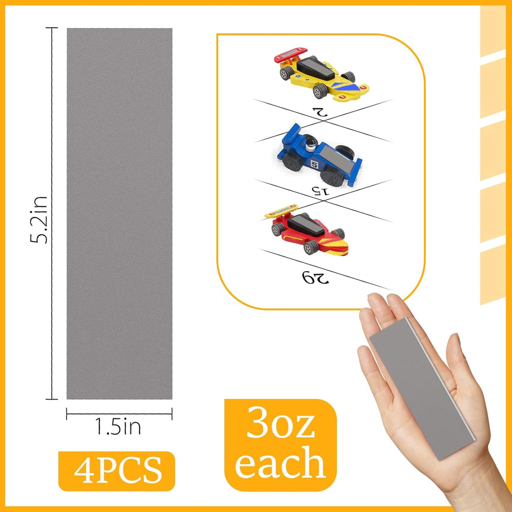 Stick On Flex Tungsten Weights - 3oz Cuttable Derby Car Weights for Enhanced Speed | 4-Pack