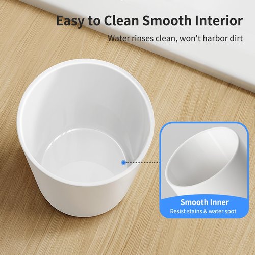 Toothbrush Cup 13.75oz 390ml with Non-Slip Pad, Easy to Clean Bathroom Cup 2Pcs, Reusable Plastic Bathroom Tumbler, White