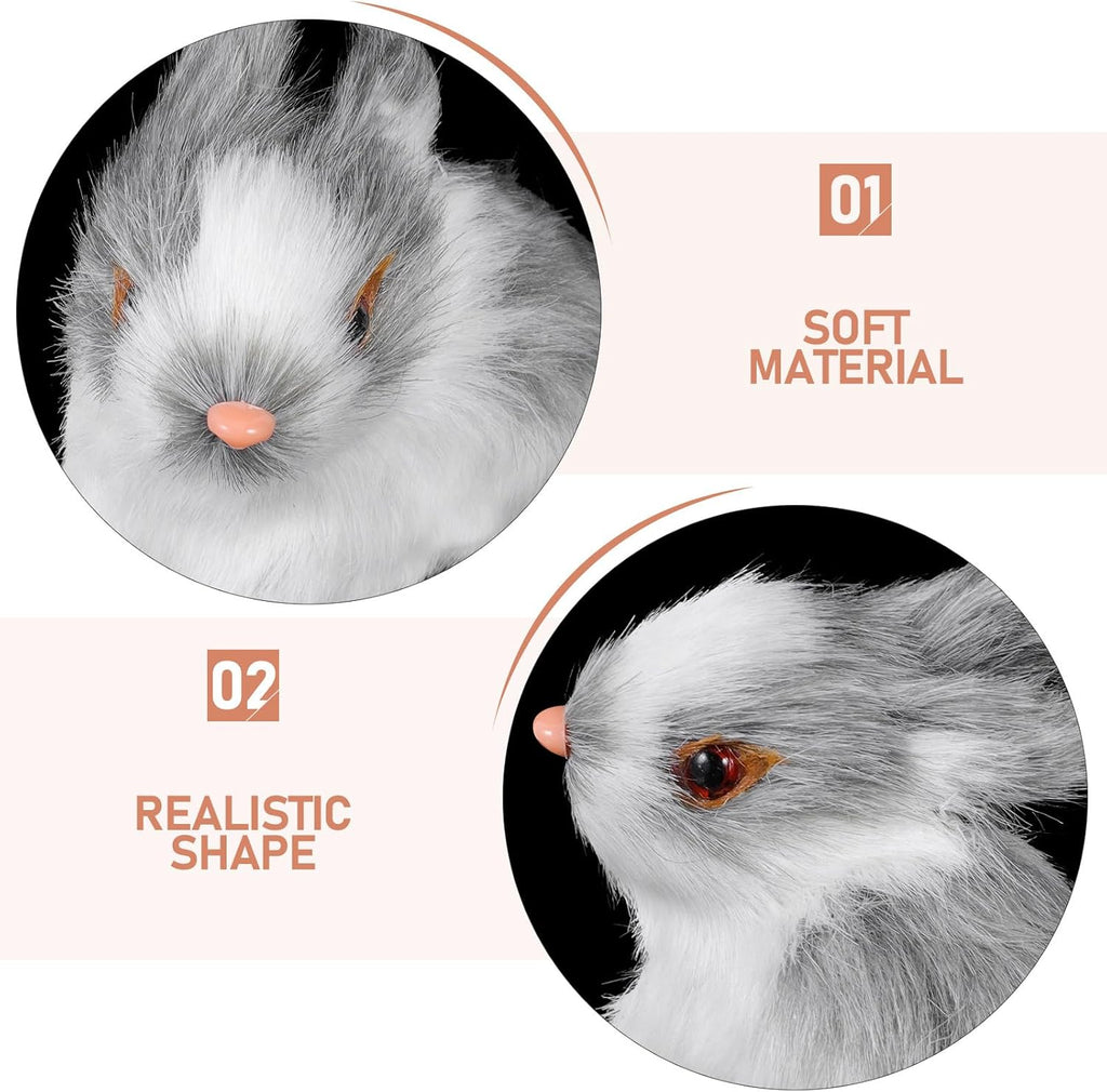 VICASKY Realistic Mini Easter Rabbit Figurines - 4pcs Lifelike Furry Bunny Decorations for Baskets & Parties