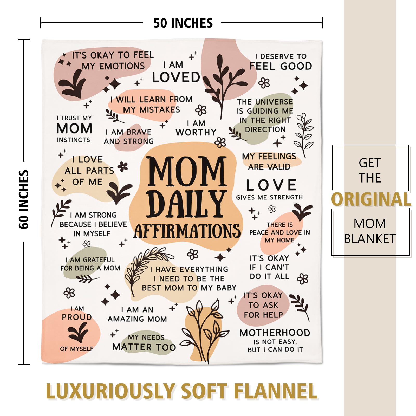BaubleDazz New Mom Gifts Blanket, Mama Daily Affirmations, Postpartum Pregnancy Gift for First Time Moms, Mommy to Be, Mama, New Mom Essentials, Christmas Birthday Gifts for Moms(50" x 60")