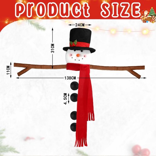 Syhood Snowman Christmas Tree Topper Large Holiday Funny Plush Stuffed Hanging Ornaments with Arms, Legs, Belt, Scarf for Christmas Tree Decorations Wine Bottle Curtain Xmas Home Decor