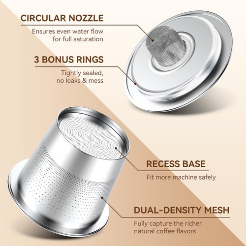 CAPMESSO Reusable K Cups Coffee Pods for Keurig 1.0: Stainless Steel Refillable K Cup - Reusable Coffee Filter for Keurig 1.0 Coffee Maker, Permanent, Eco-Friendly, Innovative Design(2 Pack)
