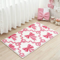 Lindameler Pink Bow Bathroom Rugs Coquette Cute Bath Mat for Bathroom Non Slip Absorbent Bow Bath Mat Washable 20x32 inch Bath Mats for Front Door, Bedroom, Living Home Decor