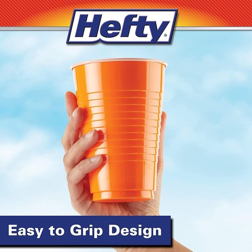Hefty Disposable Plastic Party Cups - Easy Grip & Durable 16-Ounce Assorted Color Variety Pack | 100 Count